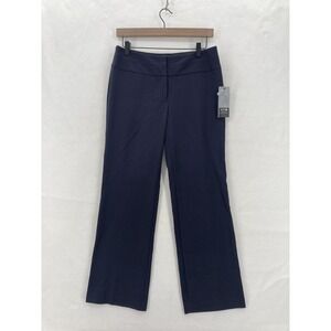 APT 9 Pants Womens Petite 4P Navy Curvy Trouser Mid Rise Relaxed Leg Dress Work